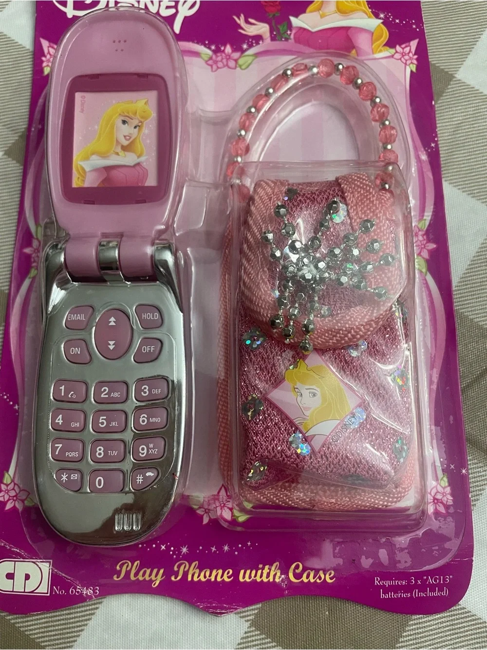 Disney Pink Princess Flip Play Phone with Beaded Matching Case